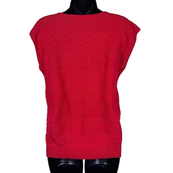 Vintage Village Green 100% cotton Red Knit Sweater Vest Size M - Picture 6 of 9